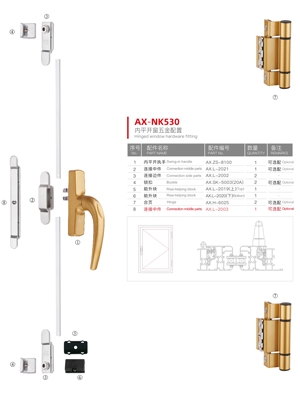 Europe C-slotinner casement window series